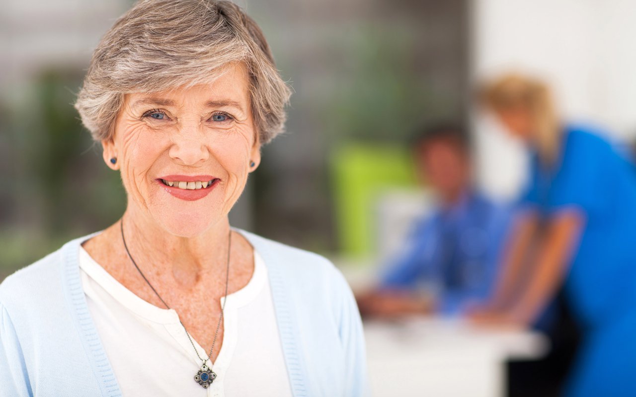 Healthy middle age woman smiling